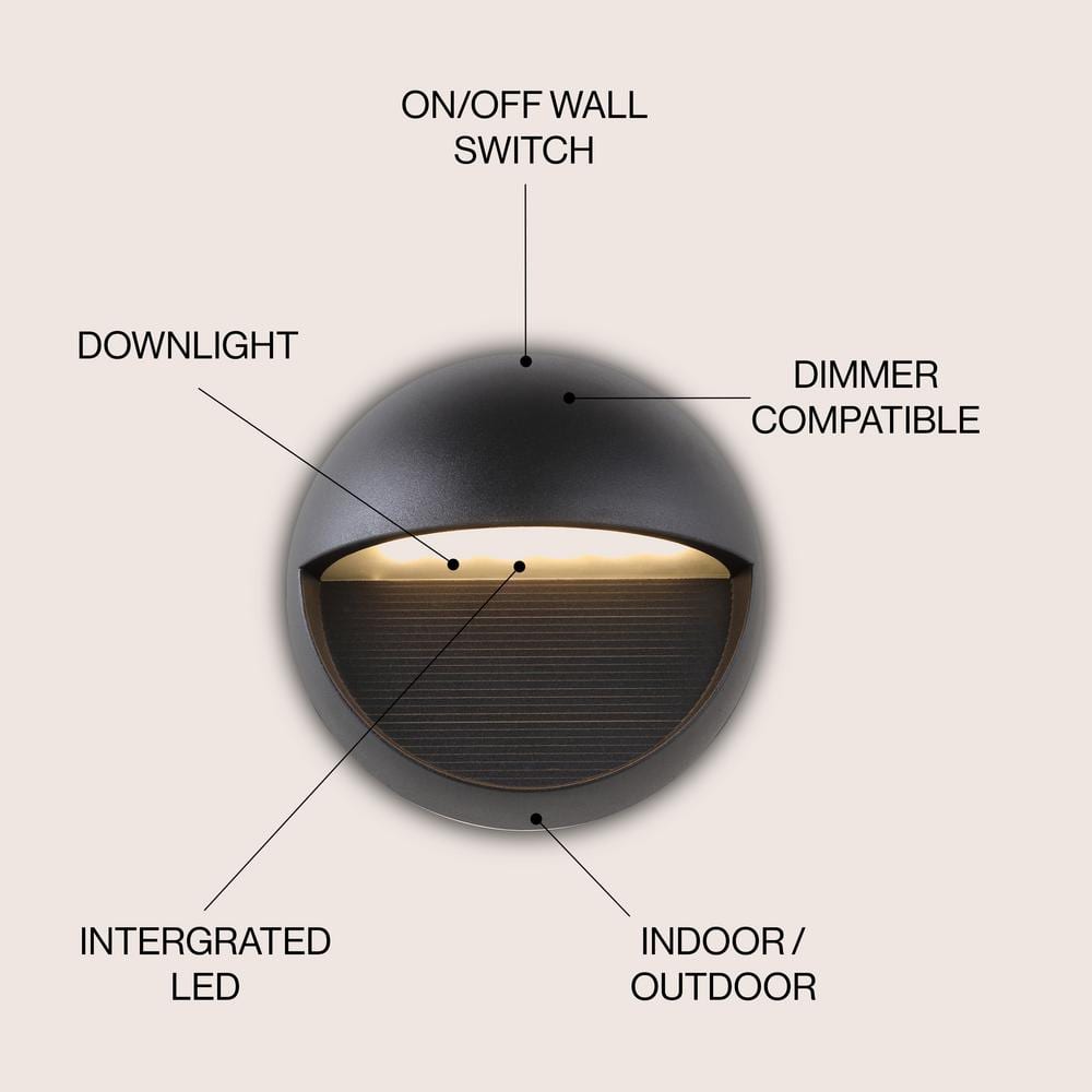 Orbe 6.25" Black Iron Outdoor LED Wall Sconce