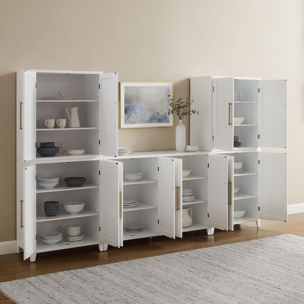 CROSLEY FURNITURE Roarke White Wood 3-PC Buffet and Pantry Set