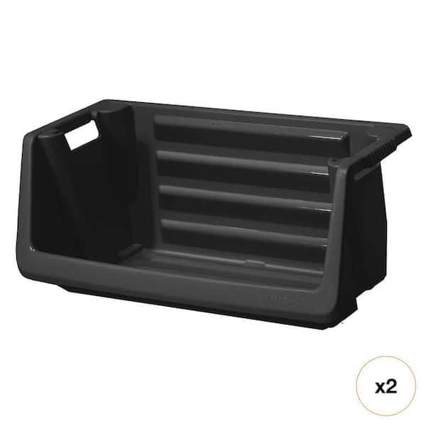 55 Gallon Multipurpose Stackable Heavy Duty Storage Bin in Black (2-Piece Set)
