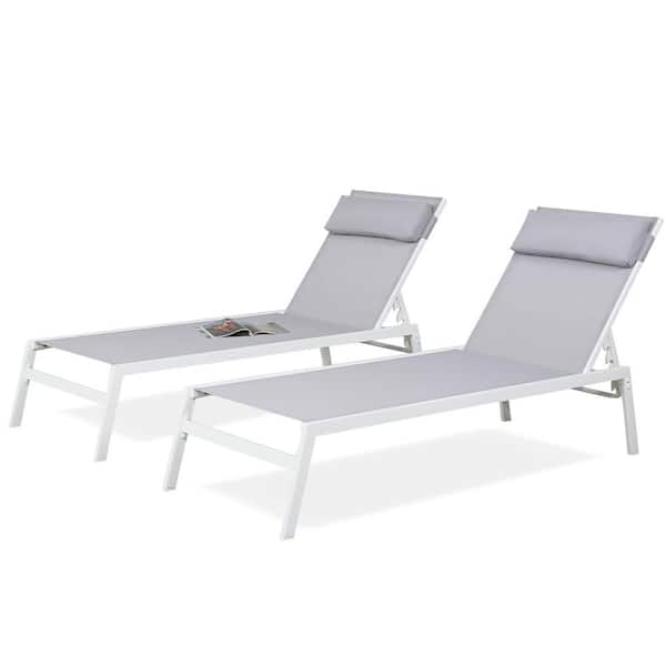 cenadinz Outdoor Chaise Lounge Adjustable Patio Reclining Lounger Chair with Removable Headrest