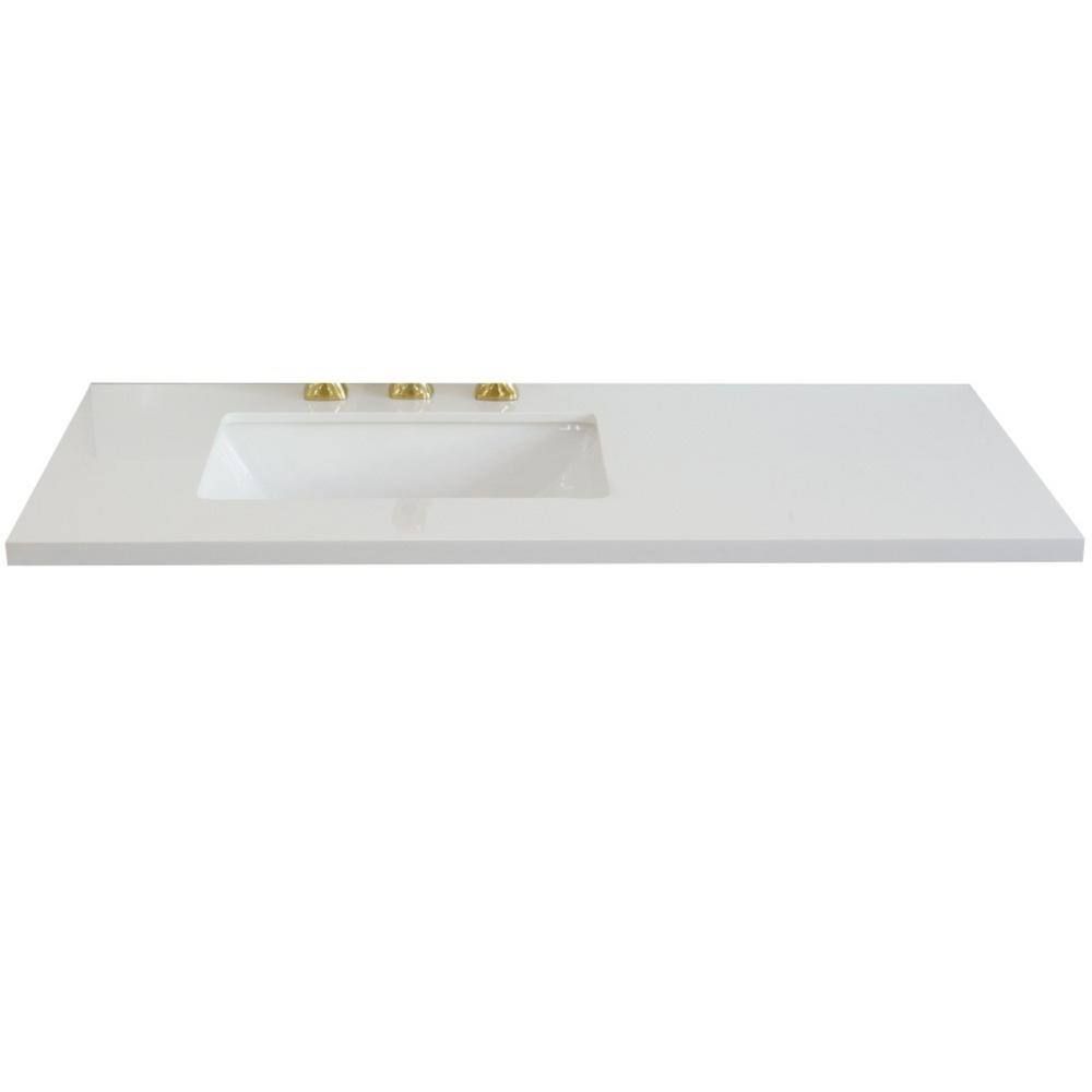 43 in. White Quartz Vanity Top with Ceramic Rectangular Sink