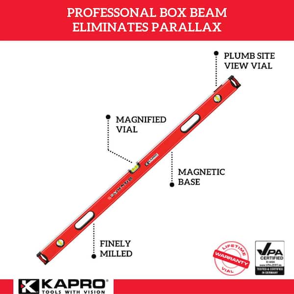 48 in. Professional Magnetic Aluminum Box Level with Magnified Vial and Plumb Site