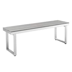50" Aluminum All-Weather Patio Outdoor Dining Bench - Grey