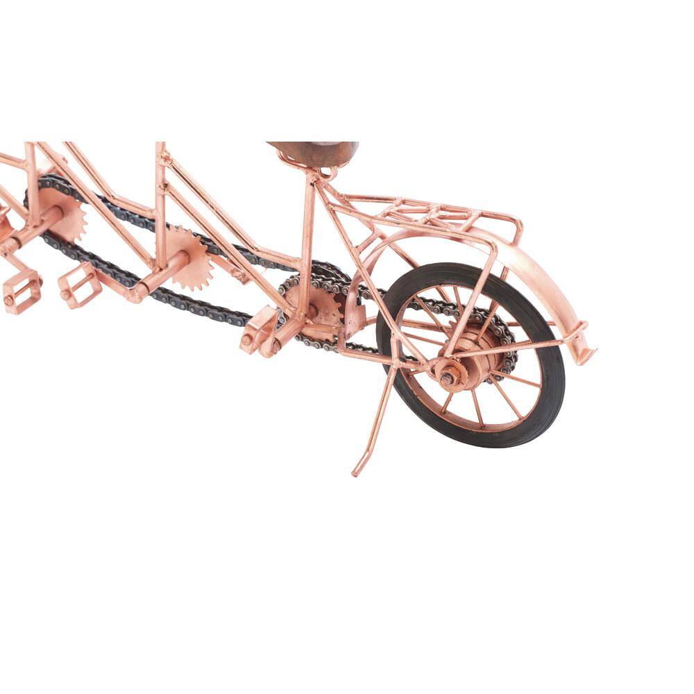 Copper and Wood Tandem Bicycle Sculpture, 21"