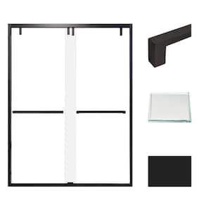 Eden 60 in. W x 80 in. H Sliding Semi-Frameless Shower Door in Matte Black with Low Iron Glass