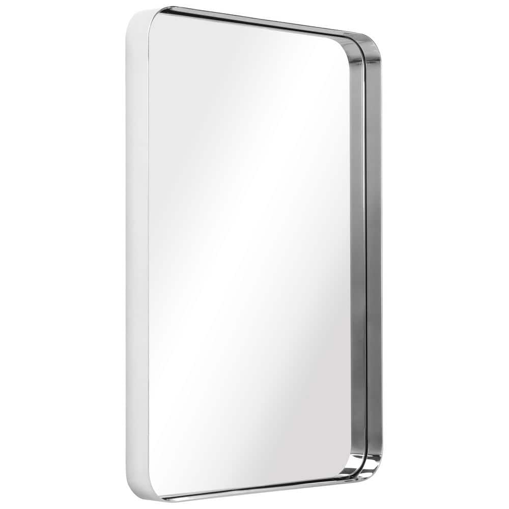 Sleek Silver Stainless Steel 22" x 30" Rectangular Wall Mirror
