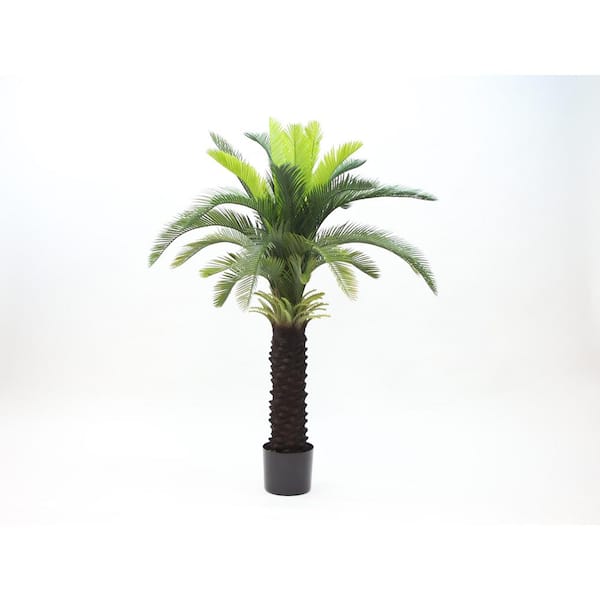 Unbranded 52 in. Green Artificial Cycas Palm Tree in Black Drop in Pot