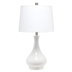 26.25 in. White Ceramic Tear Drop Shaped Table Lamp