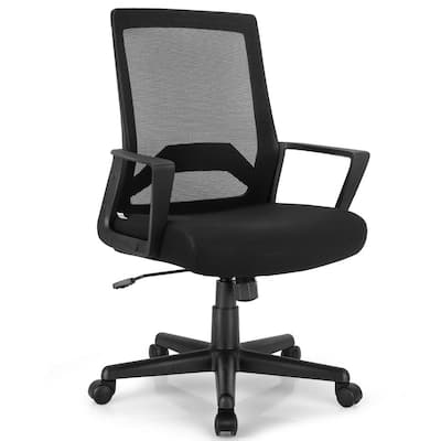 Black Mesh Office Chair Mid Back Task Chair Height Adjustable with Lumbar Support