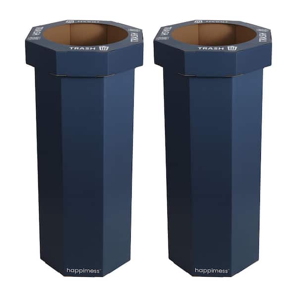 Fleur 25-gal. Denim Blue Corrugated Cardboard Disposable Trash Can (Set of 2)