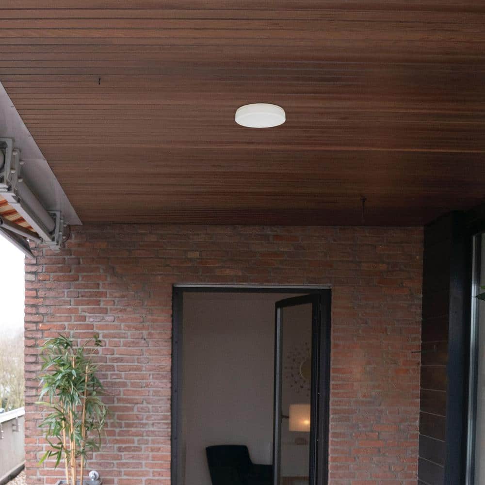 White Acrylic LED Drum Flush Mount Light