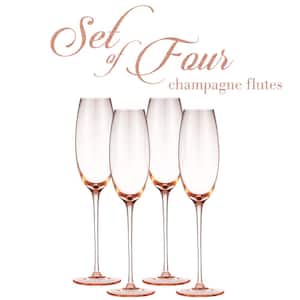 Luxurious and Elegant Rose Pink Colored 7.3 oz. Champagne Flutes (Set of 4)
