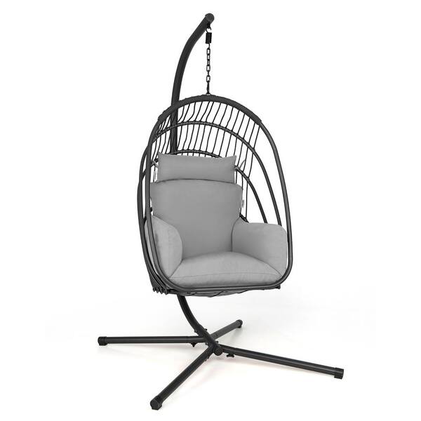 Hanging Egg Chair with Head Pillow and Large Seat Cushion - Costway