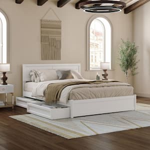 AFI Lylah White Solid Wood Frame King Platform Bed with