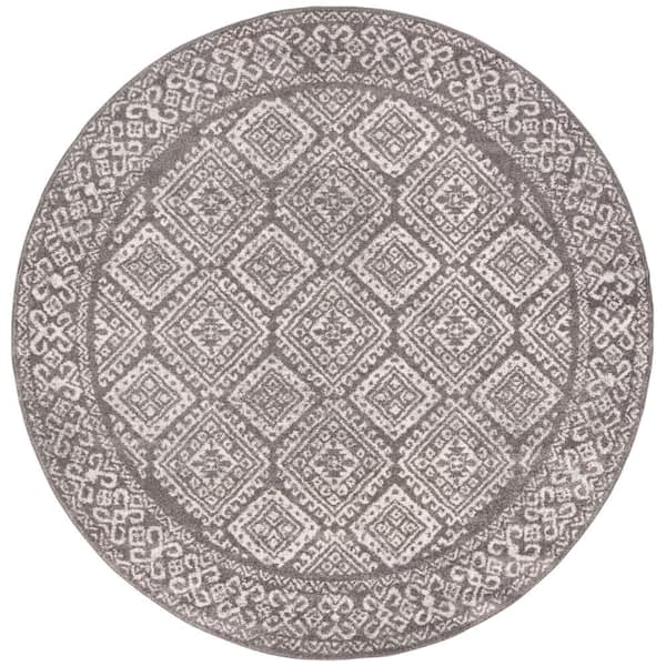 SAFAVIEH Tulum Dark Gray/Ivory 7 ft. x 7 ft. Round Border Area Rug