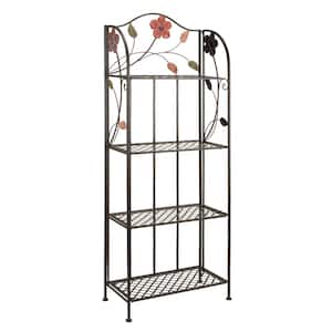 Black Indoor Outdoor Tall Folding 4 Shelves Floral Bakers Rack