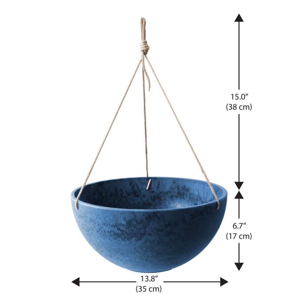 Blue Marble 14'' Round Hanging Planter Set