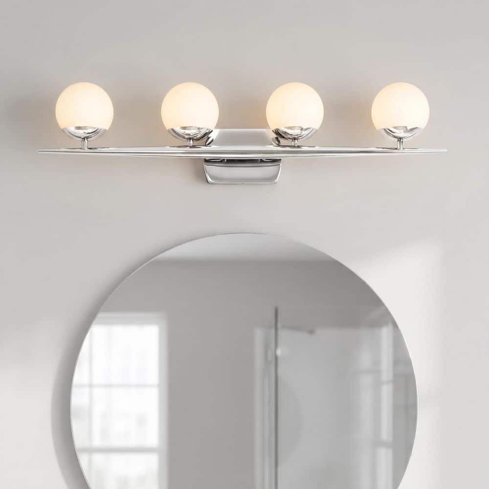 KICHLER Jasper 32.25 in. 4-Light Chrome Halogen Mid-Century Modern ...