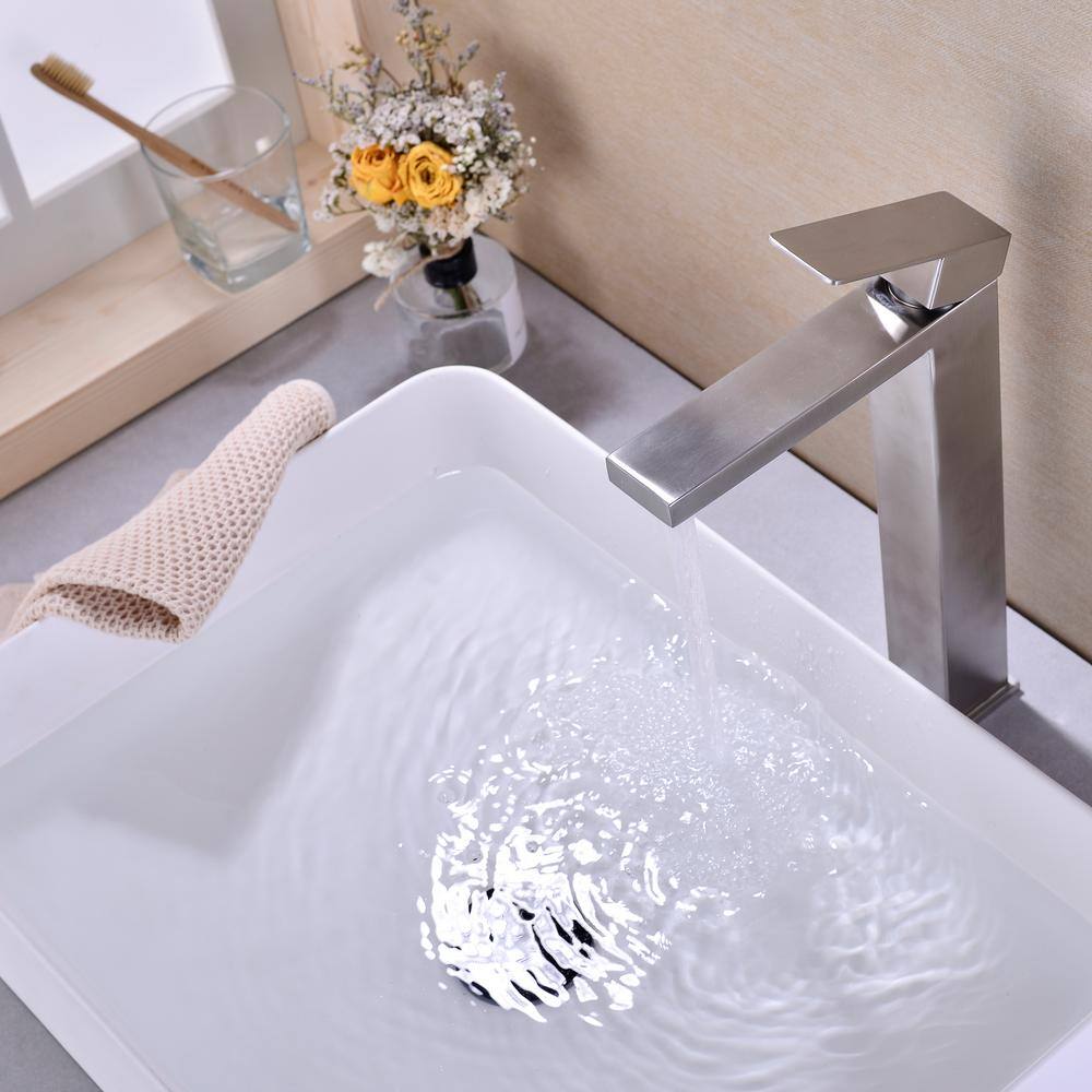 Brushed Nickel Single Handle High Arc Bathroom Faucet