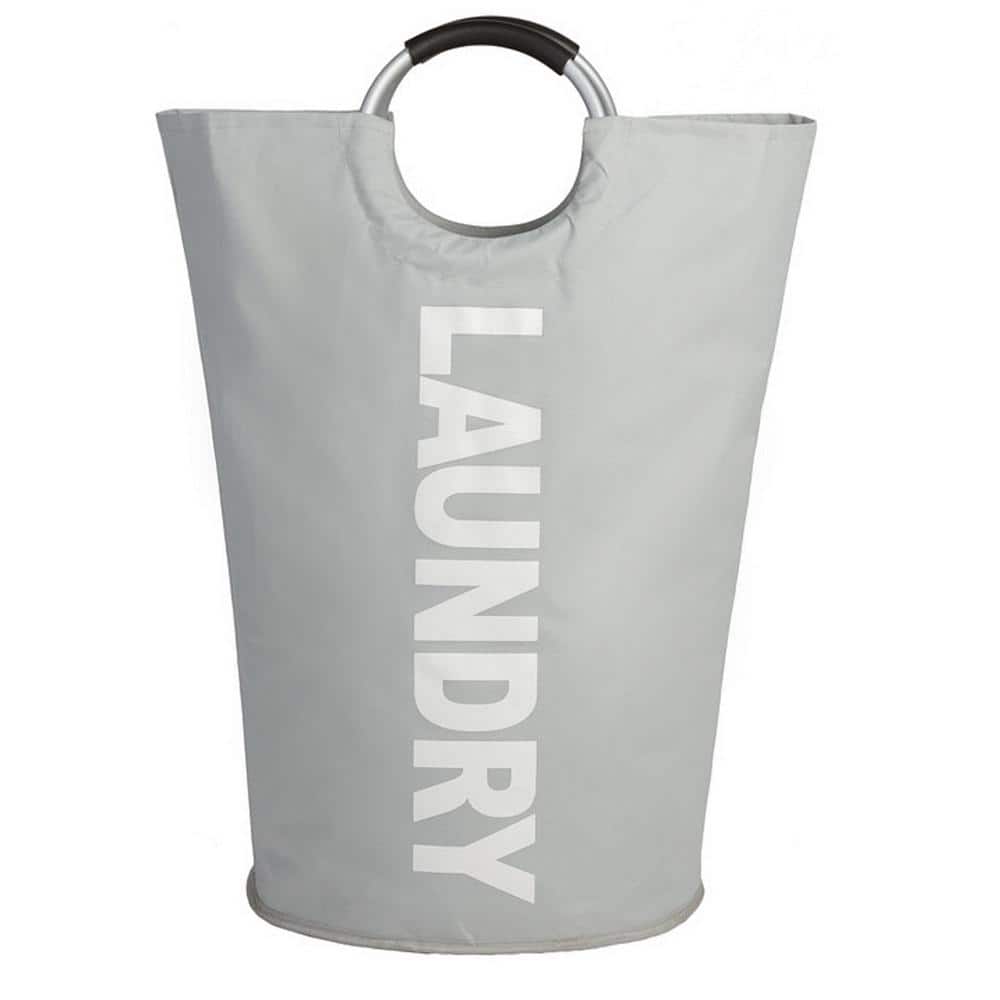 Light Gray Fabric Portable Foldable Laundry Basket 13029089 - The Home ...