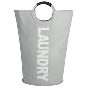 Light Gray Fabric Portable Foldable Laundry Basket