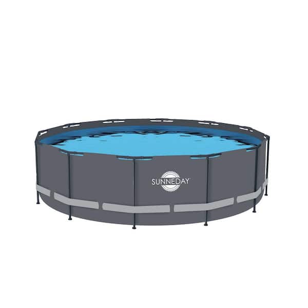 Sunneday Oasis Pool, Grey Soft-sided/Grey tubing 15 ft. round x 48 in ...