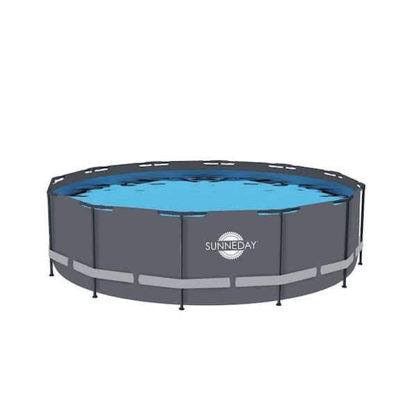 Sunneday Oasis Pool, Grey Soft-sided/Grey tubing 15 ft. round x 48 in. deep