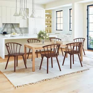 Winson Walnut Solid Wood Talia Dining Chair Windsor Back Farmhouse Spindle Dining Chair Side Chair Set of 6