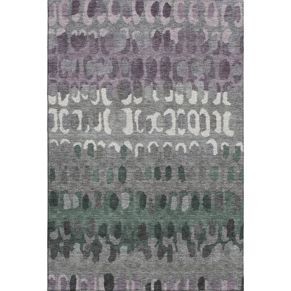Mayfield Premium Machine Washable Abstract AMF2529 Plum 3 ft. x 5 ft. Area Rug