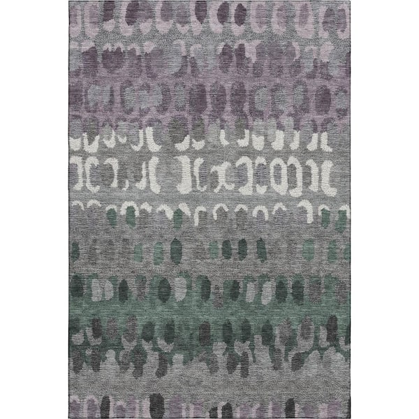Mayfield Premium Machine Washable Abstract AMF2529 Plum 8 ft. x 10 ft. Area Rug