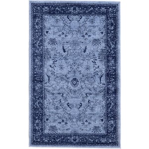 La Jolla Floral Blue 3' 3 x 5' 3 Area Rug