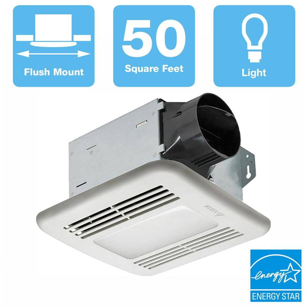 Delta Breez 50 CFM White Galvanized Steel Exhaust Fan with LED Light