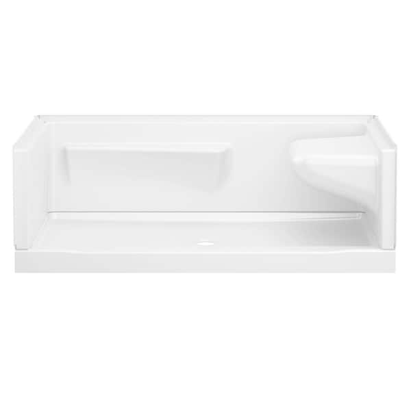 Classic 500-Right Seat Center Drain 32 in. x 60 in. x 15.88 in. Alcove Shower Kit with Shower Wall and Shower Pan