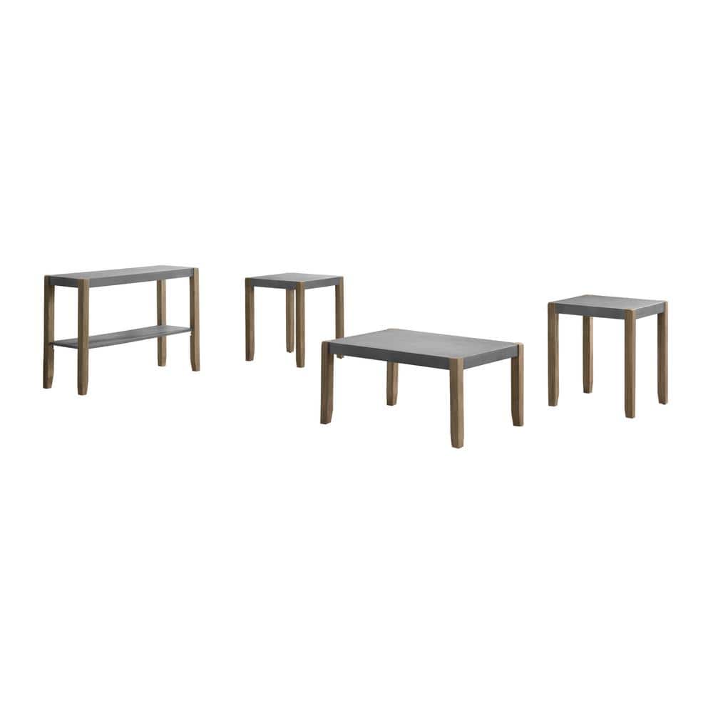 4- Piece 40 in. Gray/Light Amber Medium Rectangle Wood Coffee Table Set wit