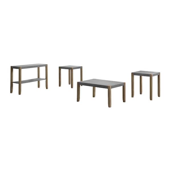 Alaterre Furniture 4- Piece 40 in. Gray/Light Amber Medium Rectangle Wood Coffee Table Set with Shelf