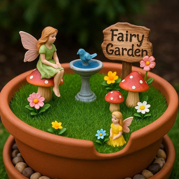 Afoxsos 2.4 in. Green Artificial Plant Fairy Garden Turf Grass 10