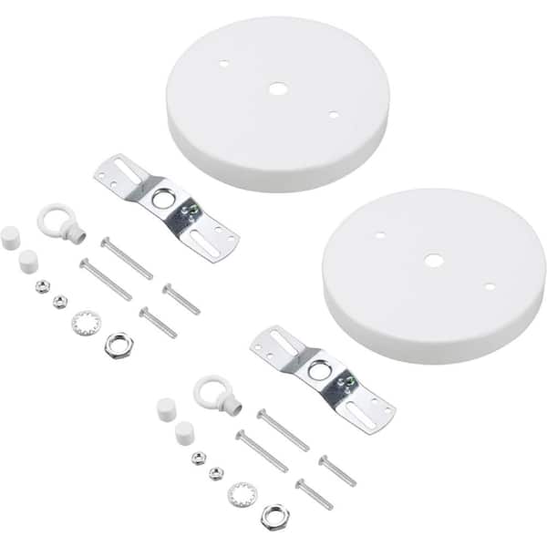 4-3/4 in. Dia with collar Loop and 7/16 in. Center Hole Matte white Finish Chandelier Fixture Canopy Kit (2-Pack)