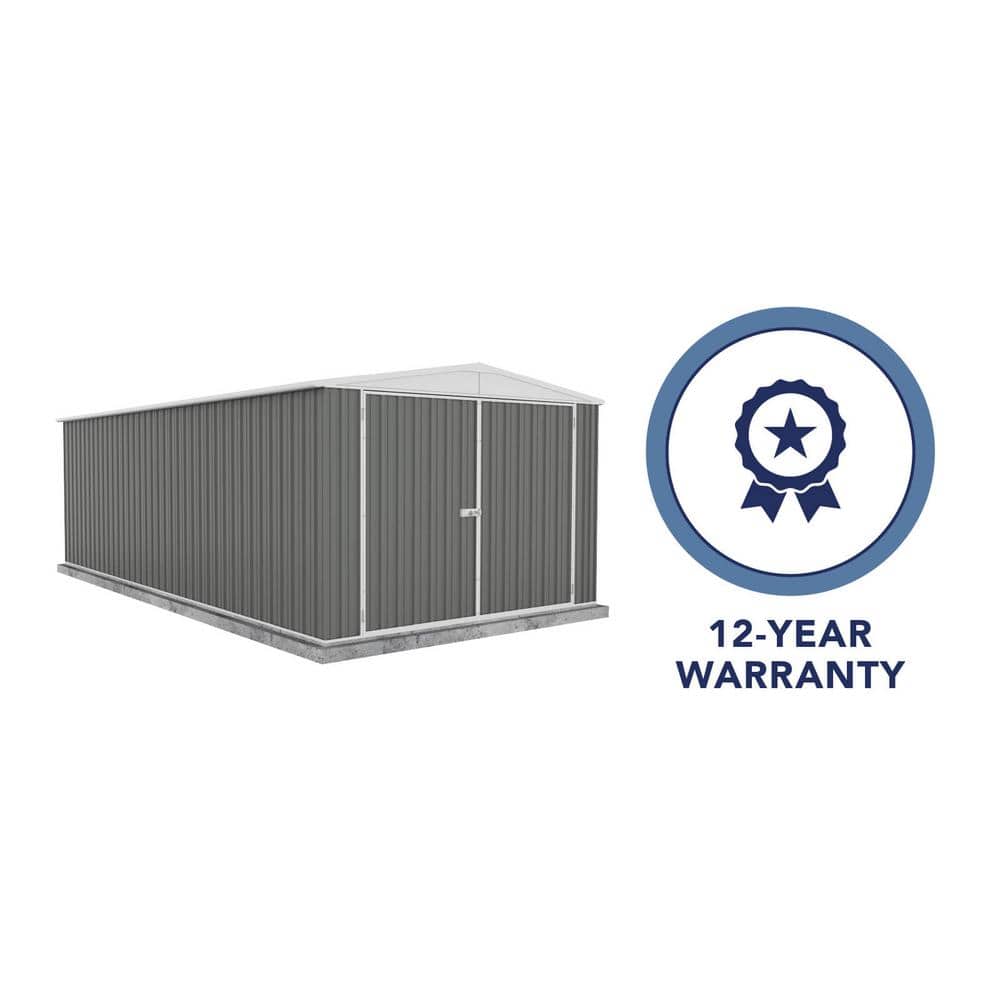 Large Gray Metal Double Door Storage Shed 10' x 20'