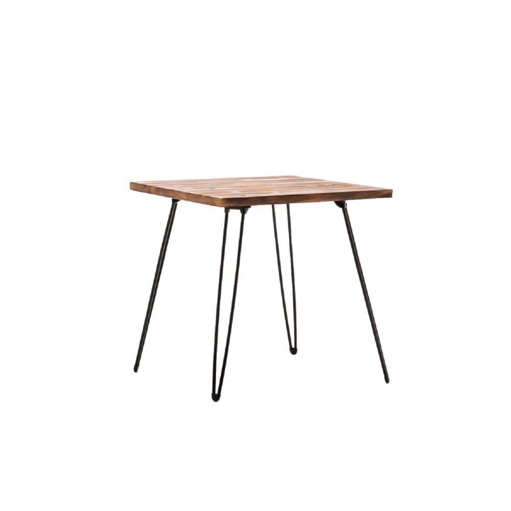 23 in. W Leonard Weathered Brown Wood and Metal Foldable End Table
