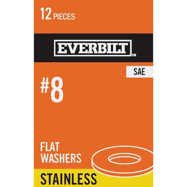Everbilt #8 Stainless Steel Flat Washer (12-Pack)