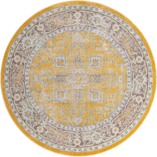 Unique Loom Baracoa Prado Yellow 6' 0 x 6' 0 Area Rug