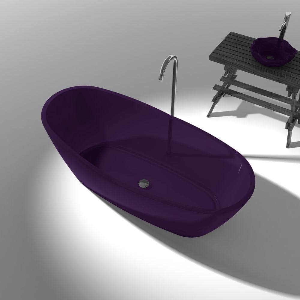 Ember 71'' Evening Violet Man-Made Stone Freestanding Bathtub