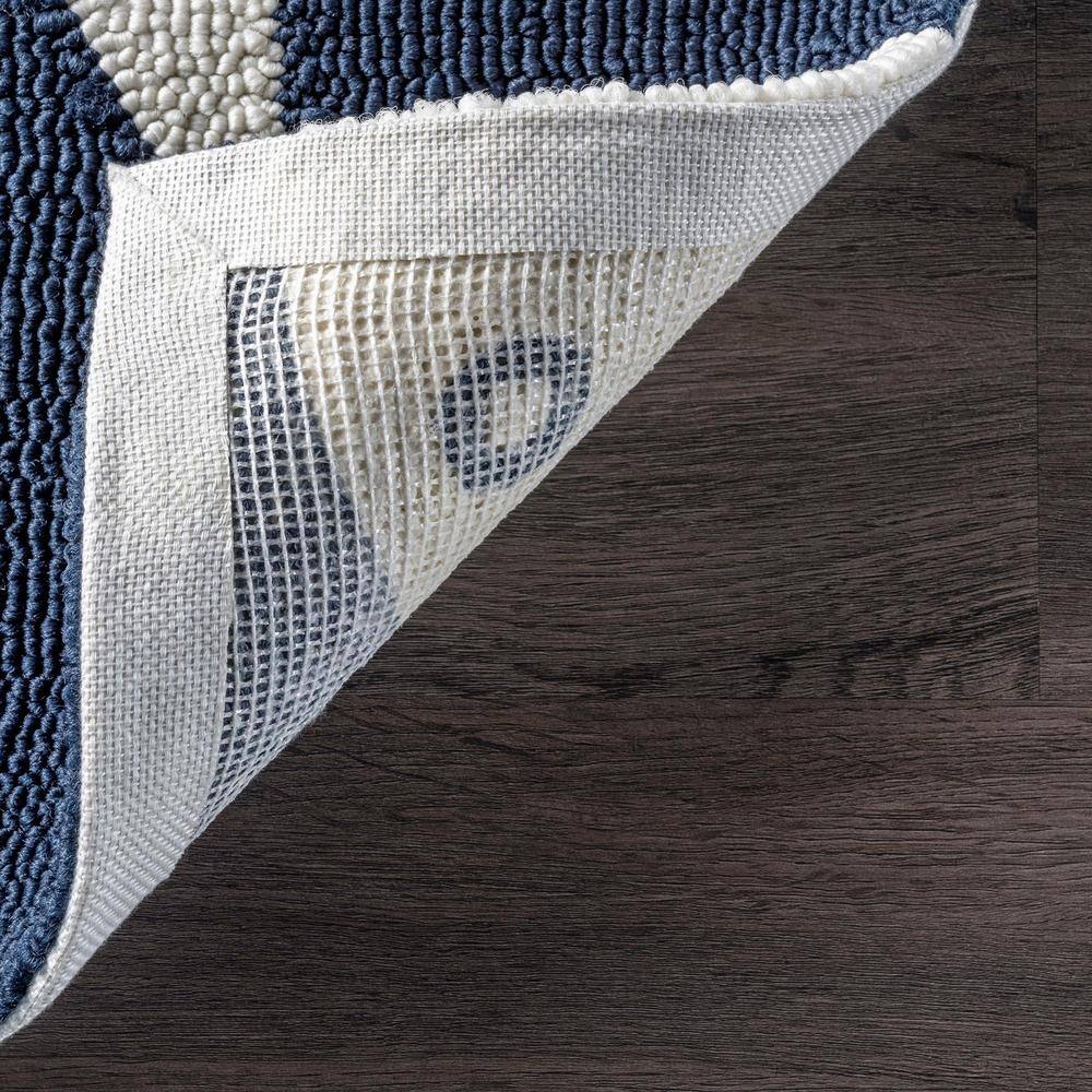 Navy and White Synthetic Fish Pattern Indoor/Outdoor Rug, 2x4 Feet