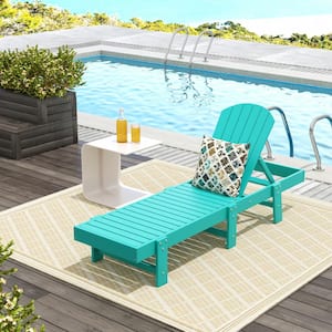 Altura Turquoise HDPE Plastic Outdoor Adjustable Backrest Classic Adirondack Chaise Lounger