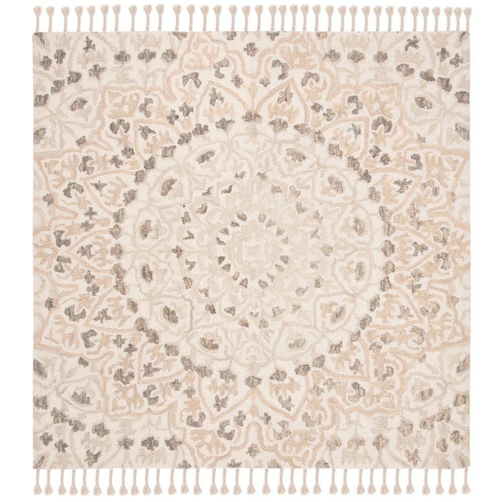 Blossom 6 ft. x 6 ft. Ivory/Taupe Garden Medallion Square Area Rug price history on PriceWatchPro