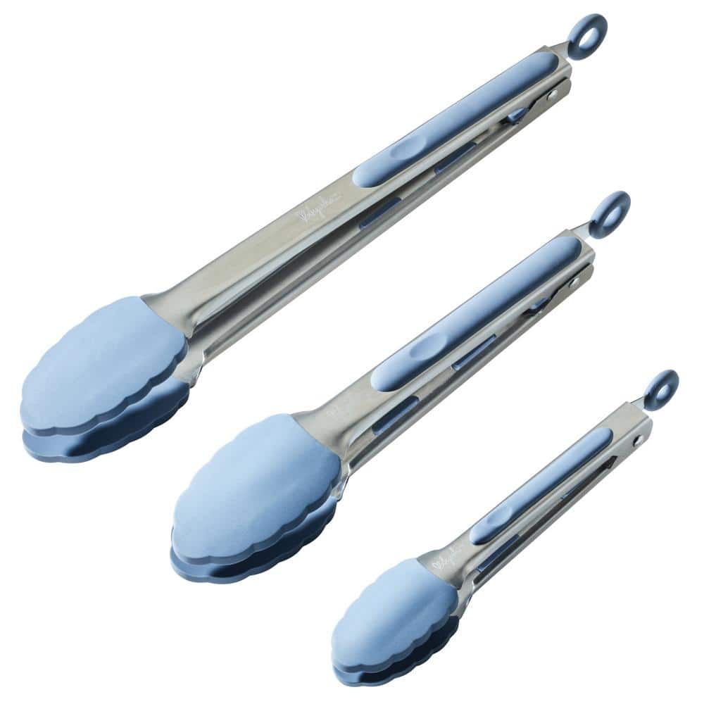 Zulay Kitchen Tongs With Silicone Tips and Lock Mechanism (9 & 12 ) -  Silver - Light Blue, 2 - Kroger