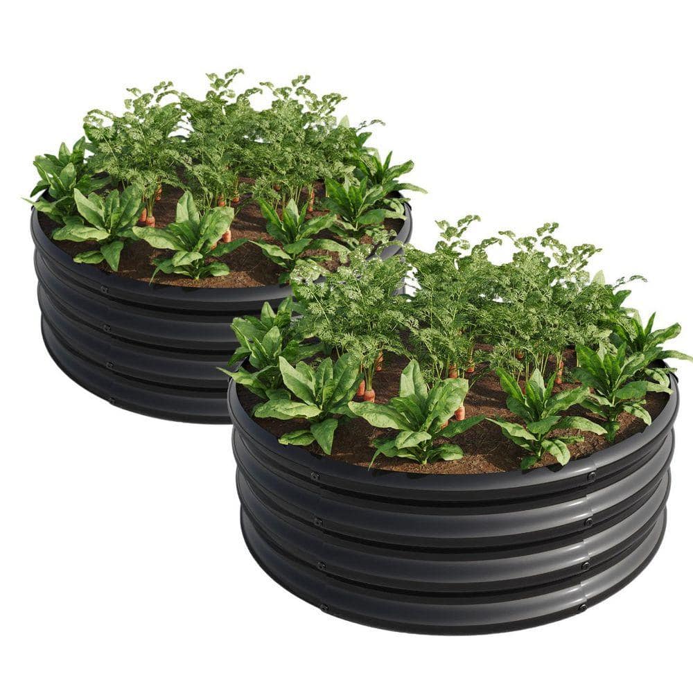 Potted J Box Jushua (2-Pack) 32 in. x 11.4 in. Galvanized Metal Planter Box with ...
