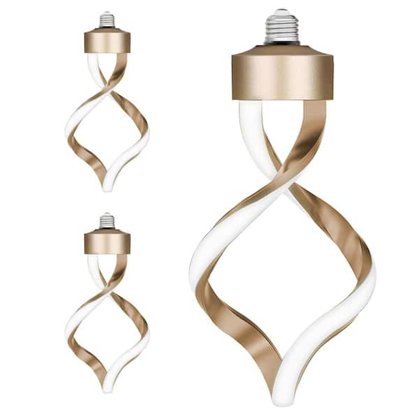 Feit Electric 60W Equivalent Dimmable Oversized Spiral E26 LED Light Bulb Matte Gold Finish, Frosted Lens Bright White 3000K (3-Pack)