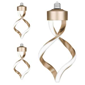 60W Equivalent Dimmable Oversized Spiral E26 LED Light Bulb Matte Gold Finish, Frosted Lens Bright White 3000K (3-Pack)