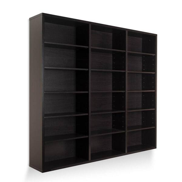 Amucolo 40 in. Black Brown Wall Mount Media Storage Cabinet